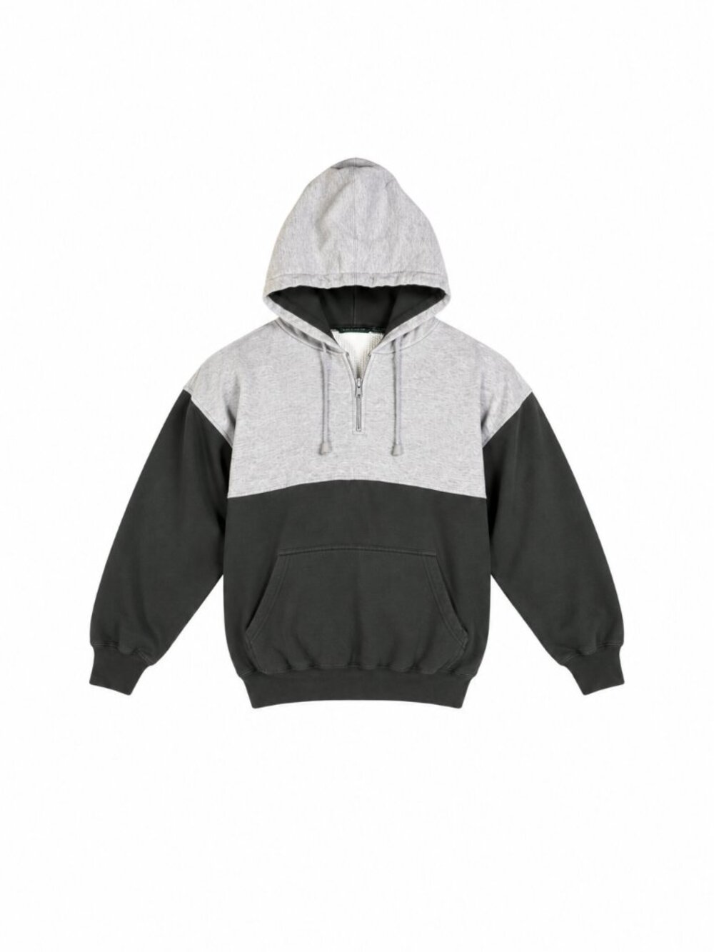 Vintage Coleman Thermal-Lined Color Block Hoodie Gray Black Half Zip Medium